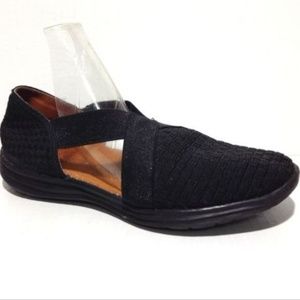 Bernie Mev Shoes Black Basket Weave Fabric Sz 38 8